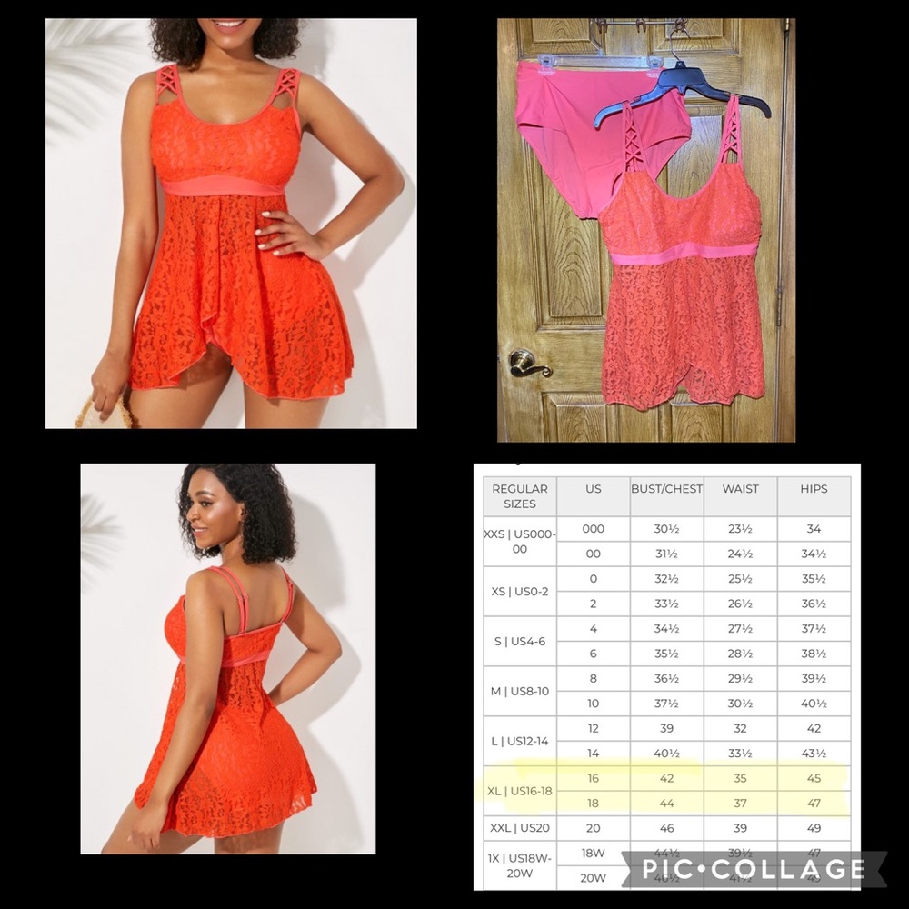 New without tags XL/18 orange Tankini swimsuit